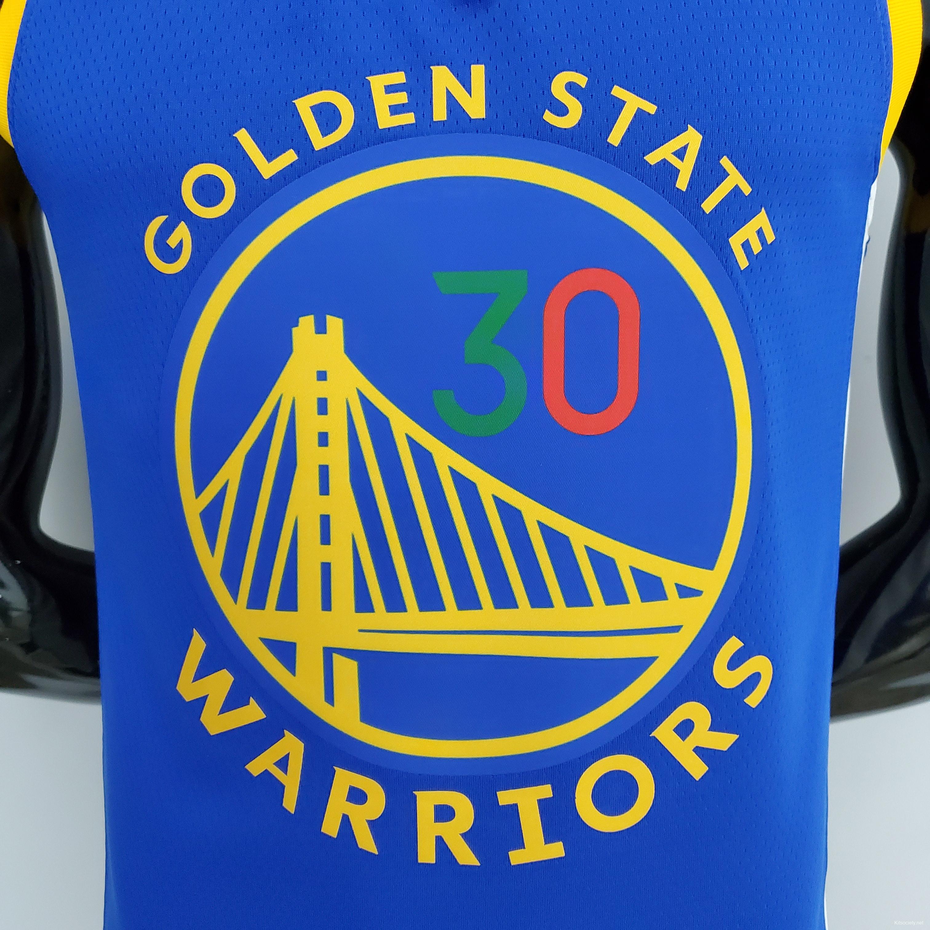 Retro 75th Anniversary Golden State Warriors CURRY#30 Mexico Blue NBA Jersey  - Kitsociety