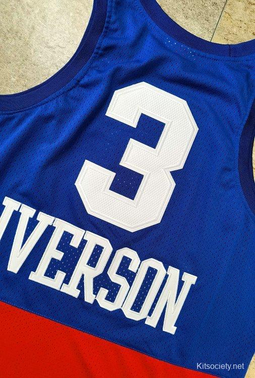 Men's Allen Iverson Blue And Red Retro Classic Team Jersey - Kitsociety