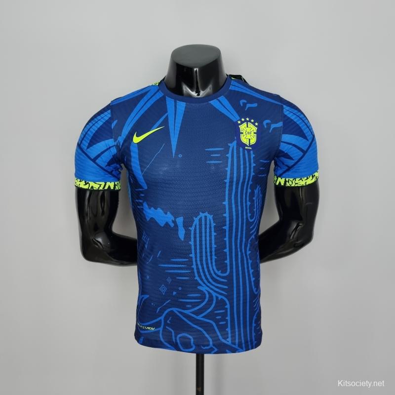 (L) 2022 Women Brazil Football Shirt Soccer Jersey Classic Blue