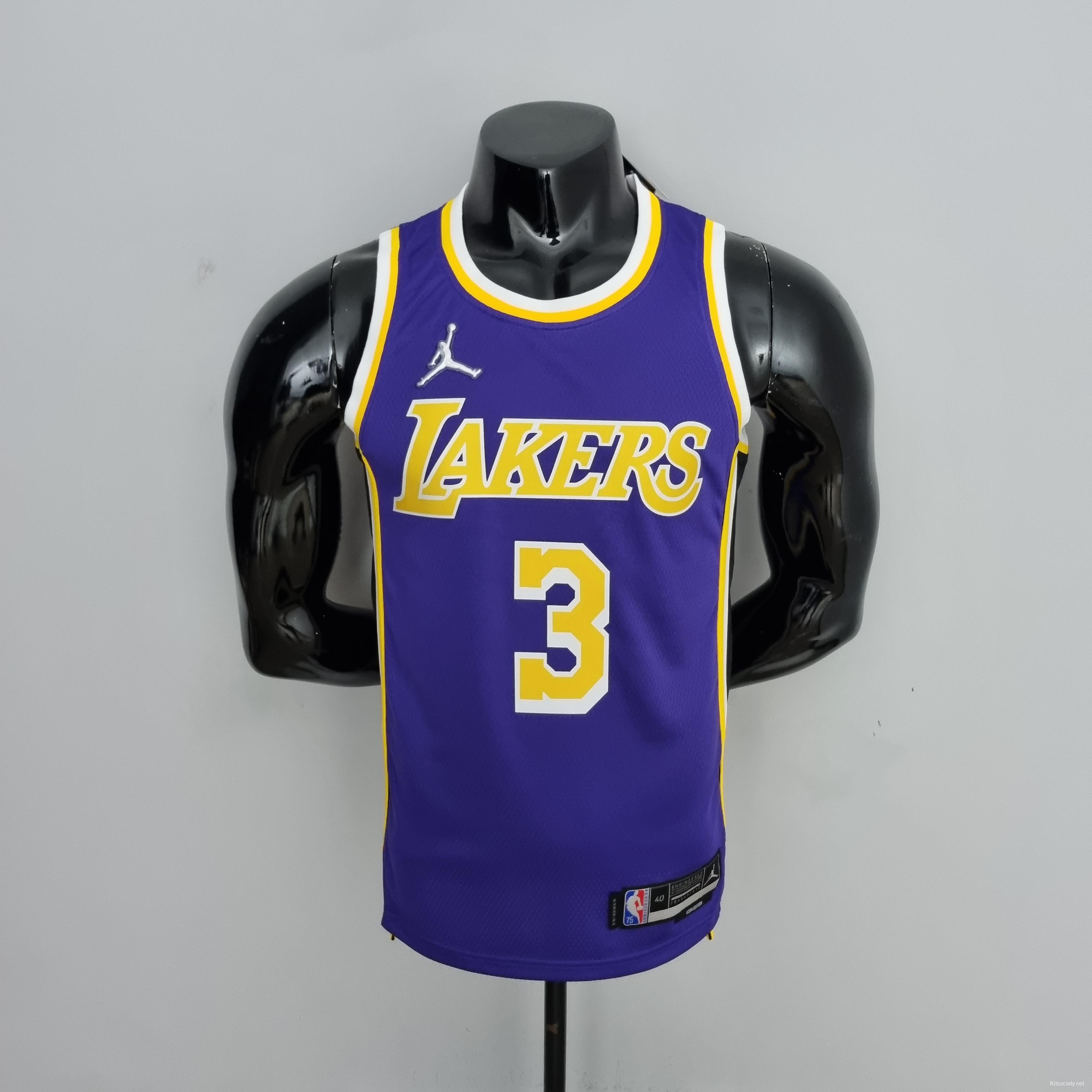 75th Anniversary Los Angeles Lakers Purple #3 NBA Jersey-311,Los