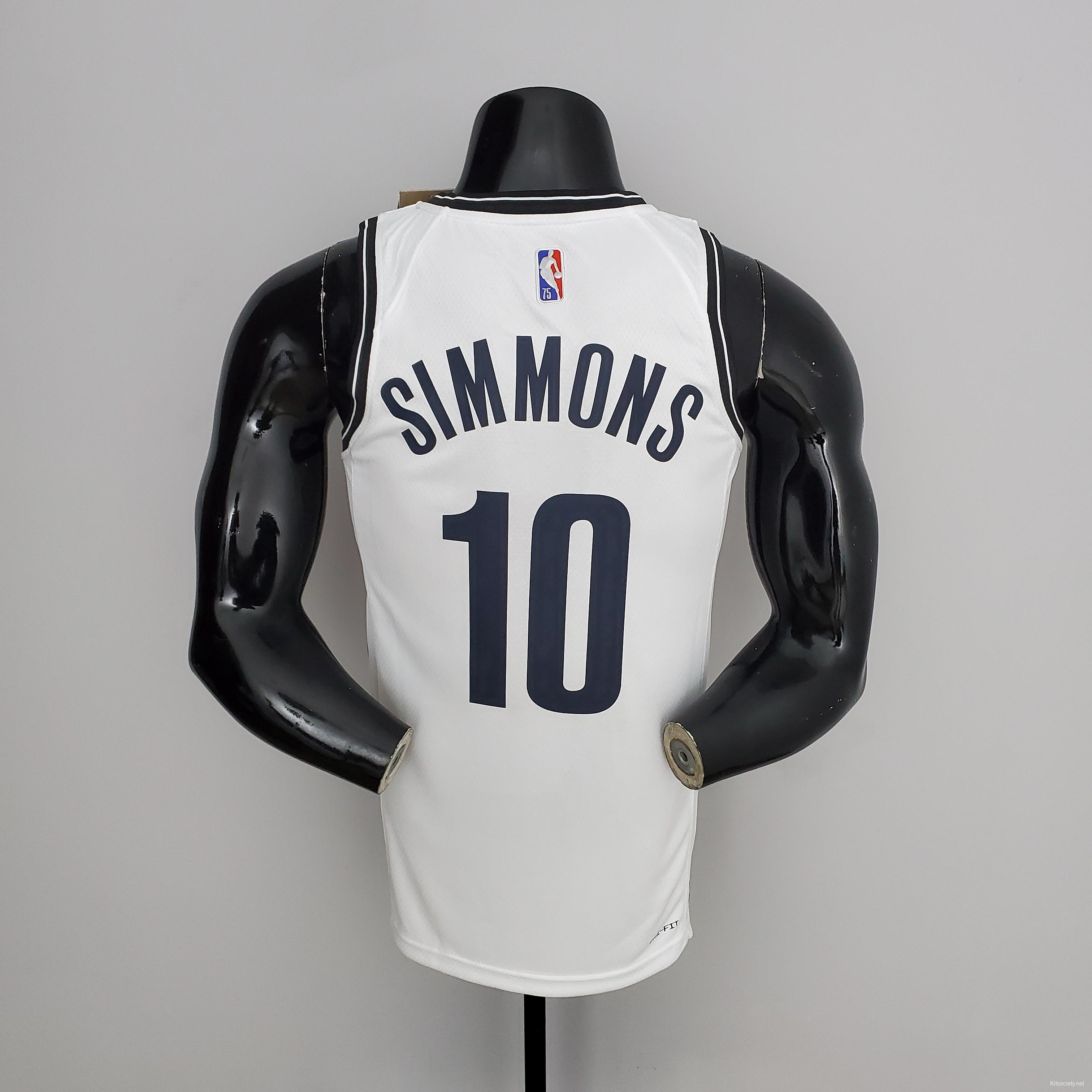 75th Anniversary Simmons #10 Nets White NBA Jersey