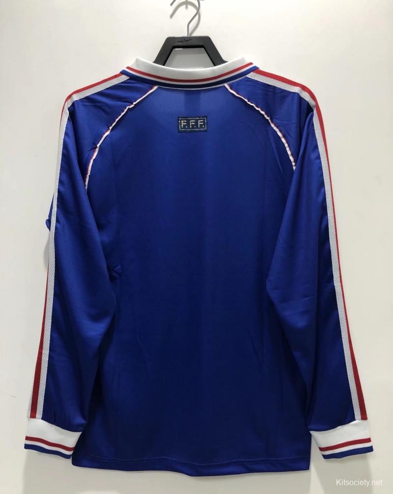 Retro 1998 France Home Long Sleeve Soccer Jersey