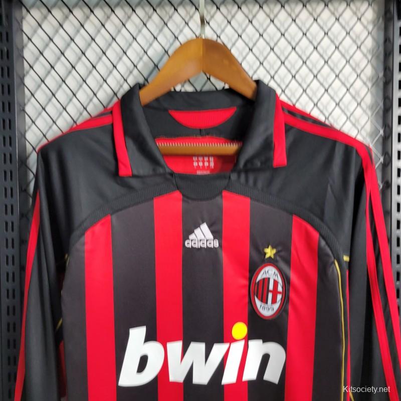 2006-2007 AC Milan Away White Retro Long Sleeve Soccer Jersey