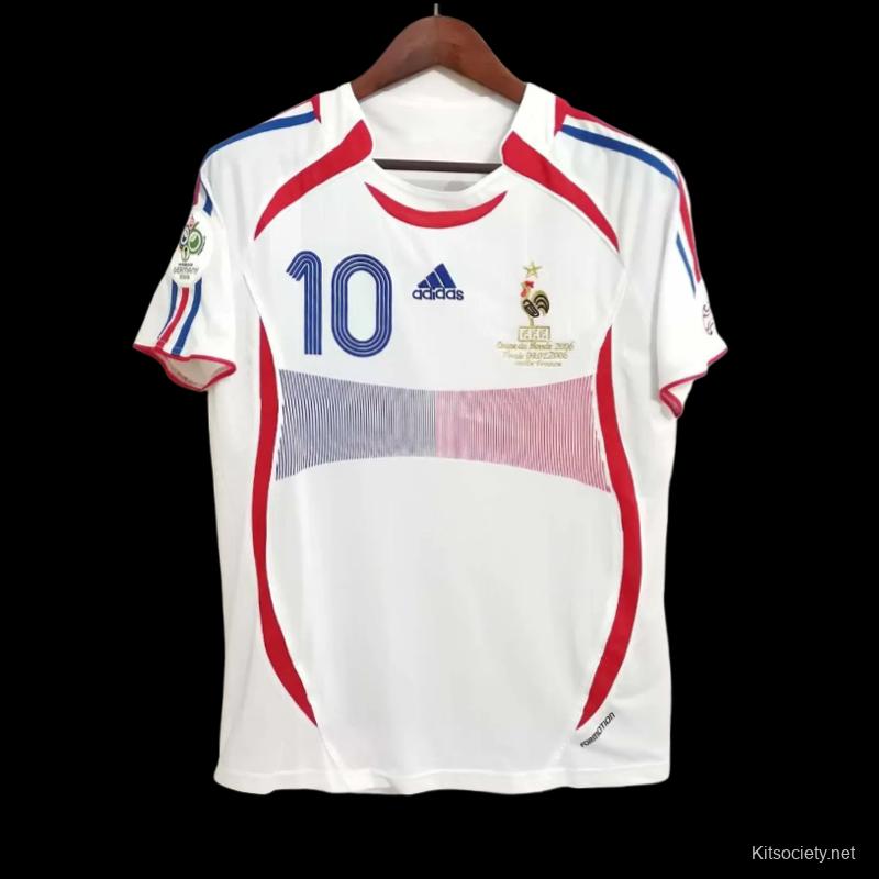 Retro 2006 France Away Soccer Jersey With 06 World Cup Patch - Kitsociety